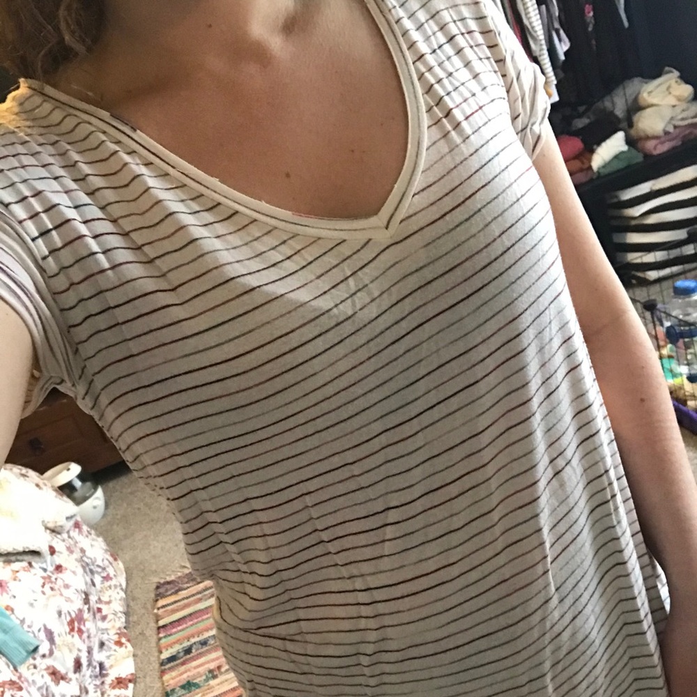 Pink and white striped tee